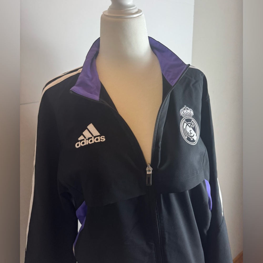 Adidas mens real madrid sweat jacket/windbreaker size XS